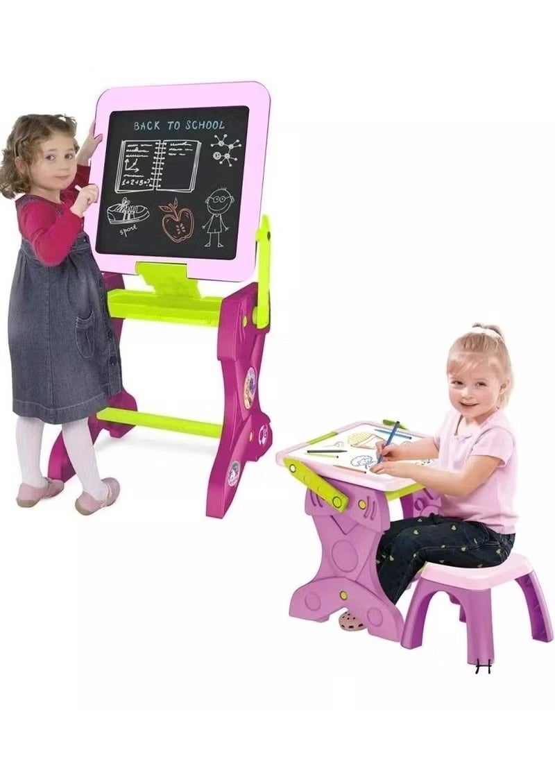 Children's educational table and 2-in-1 drawing easel with chair - Image 2